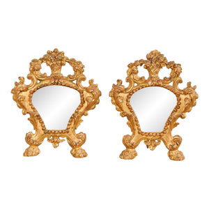 19th Century Italian Rococo Gilt Wood Mirror Decorations - A Pair