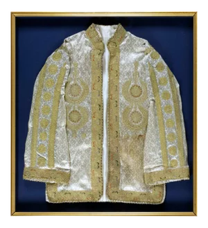Framed Ottoman Coat with Metallic Thread Embroidery
