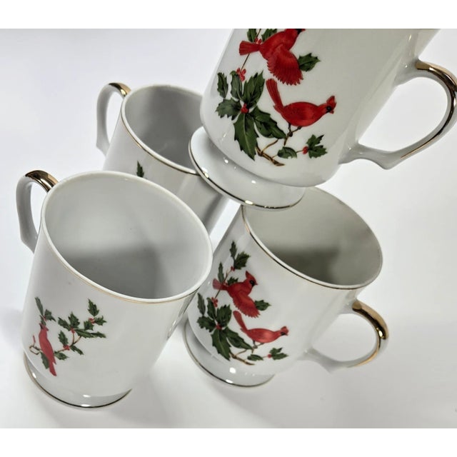 Gold Accented Otigiri Cardinal Mugs - Set of Four For Sale - Image 14 of 16