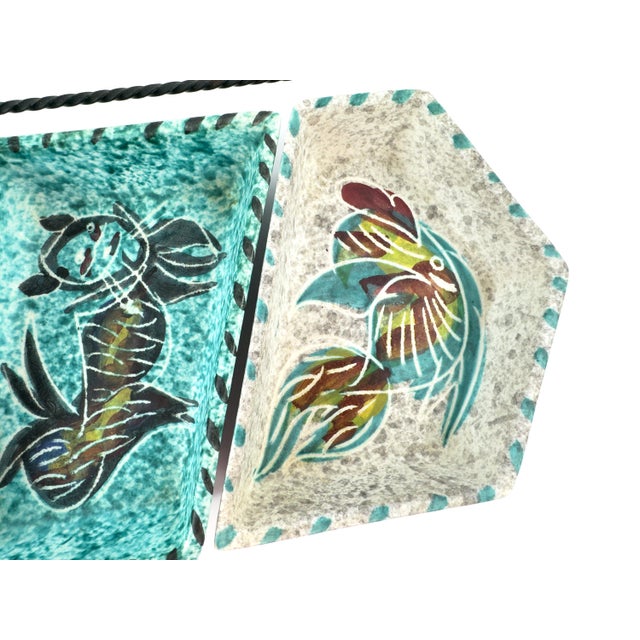 1960s French Vallauris Borty Ceramic Aperitif Serving Set in Iron Holder For Sale - Image 10 of 18
