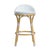 Spritely Home Accent Furniture Tobias 24.5 in. Seat Height Outdoor Rattan and Metal Low Back Counter Stool, White/Sky Blue Dot / Natural Rattan Frame For Sale - Image 4 of 8