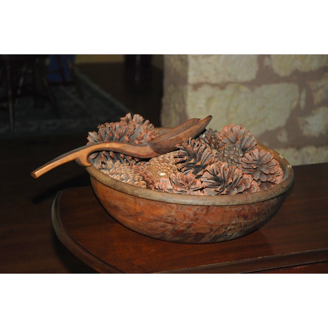 Wood Vintage Dough Bowl and Ladle For Sale - Image 7 of 7
