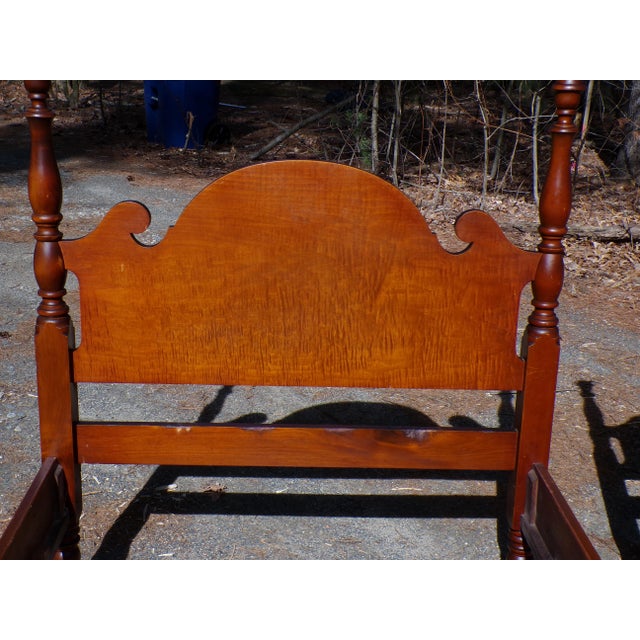 Vintage Pair Atlas Furniture Curly Maple Poster Twin Beds For Sale - Image 16 of 18