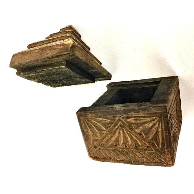 Early 21st Century Primitive Asian Secret Hiding Lid Wood Box For Sale - Image 5 of 11