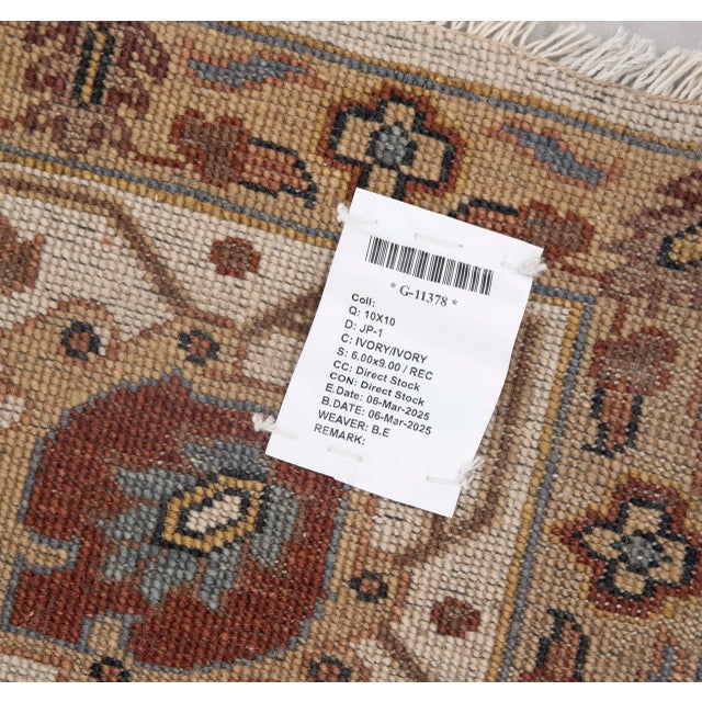 Ivory Cream Persian Tabriz Soft Hand Knotted Wool Rug 5x7Ft. For Sale - Image 16 of 18