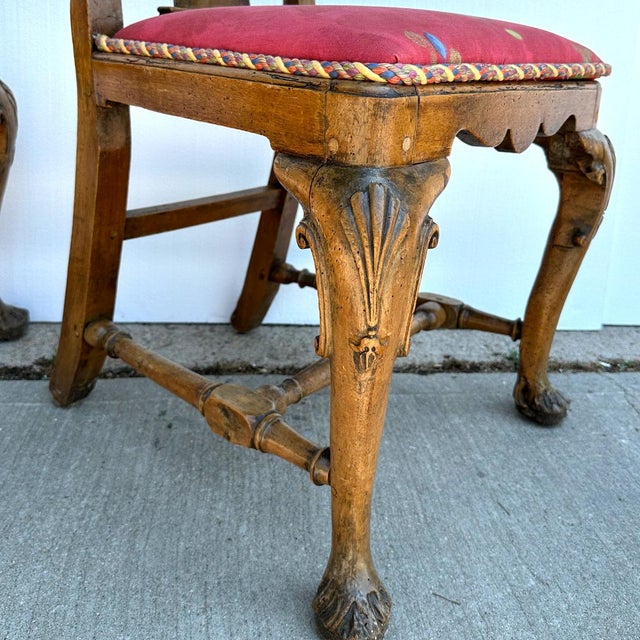 Late 19th Century 19th Century Set 12 English/Irish Queen Anne Style Walnut Upholstered Dining Chairs For Sale - Image 5 of 12
