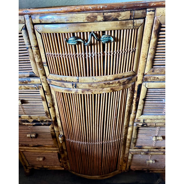 Vintage 1970s Bamboo & Reed Dresser / Cabinet For Sale In Palm Springs - Image 6 of 8