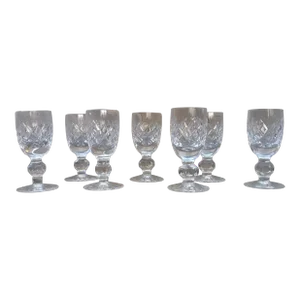 1980s Waterford Crystal Boyne Pattern Cordial Glasses- Set of 7