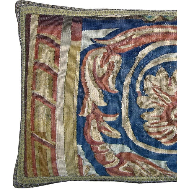 17th Century Antique Brussels Tapestry Pillow For Sale - Image 4 of 9