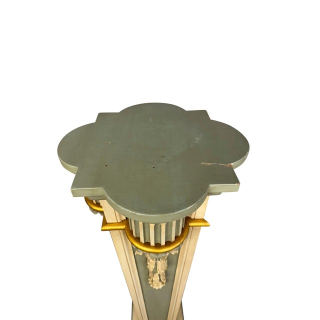 Late 19th Century 19th Century Green Neoclassical Painted and Parcel-Gilt Pedestals - A Pair For Sale - Image 5 of 18