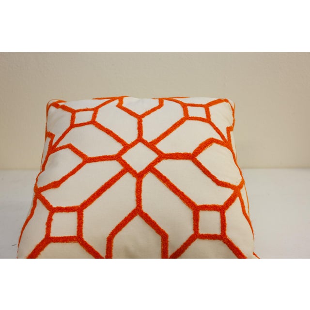 1990s Orange Chenille Patterned Pillow Chairish
