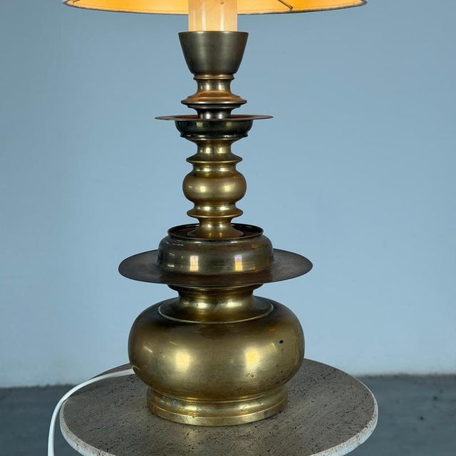Metal Cast Brass Wall Lights with Linen Shades by Mauritius, 1977, Set of 2 For Sale - Image 7 of 18