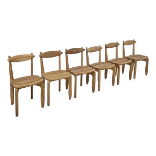 Thierry Dining Chairs in Oak by Guillerme et Chambron for Votre Maison, 1950s, Set of 6 For Sale