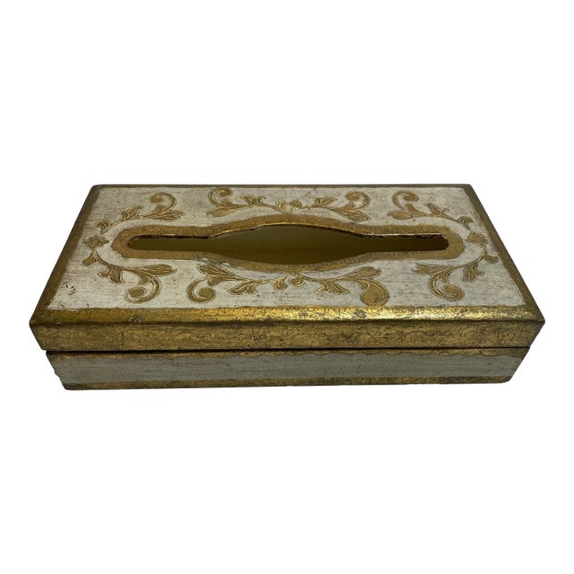Vintage Florentine Gilt Wood Tissue Box For Sale