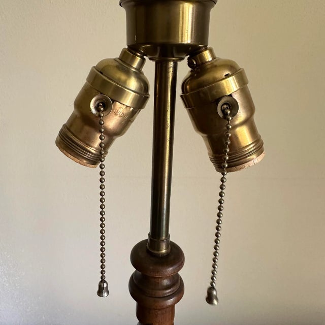 English Antique Carved Wood Barley Twist Lamp For Sale - Image 3 of 7