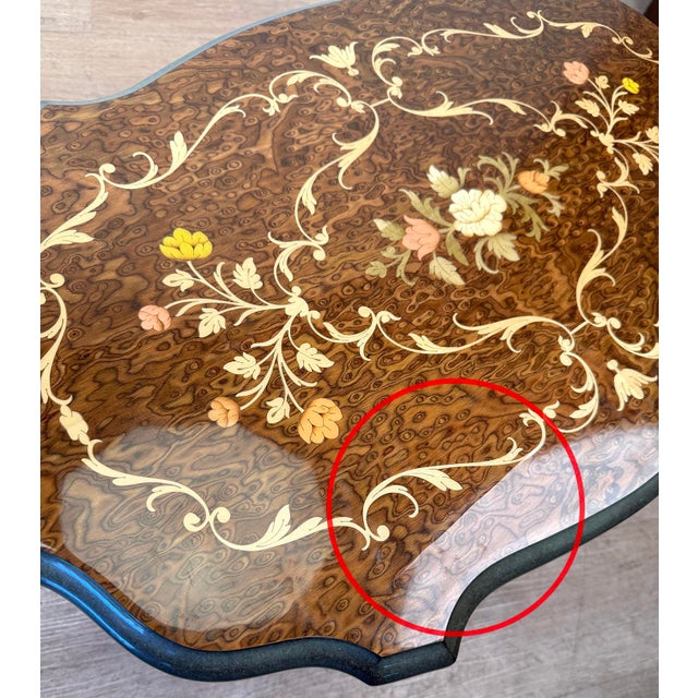 Brown Vintage Italian Rococo Inlaid Fruitwood Cocktail Side Table For Sale - Image 8 of 10
