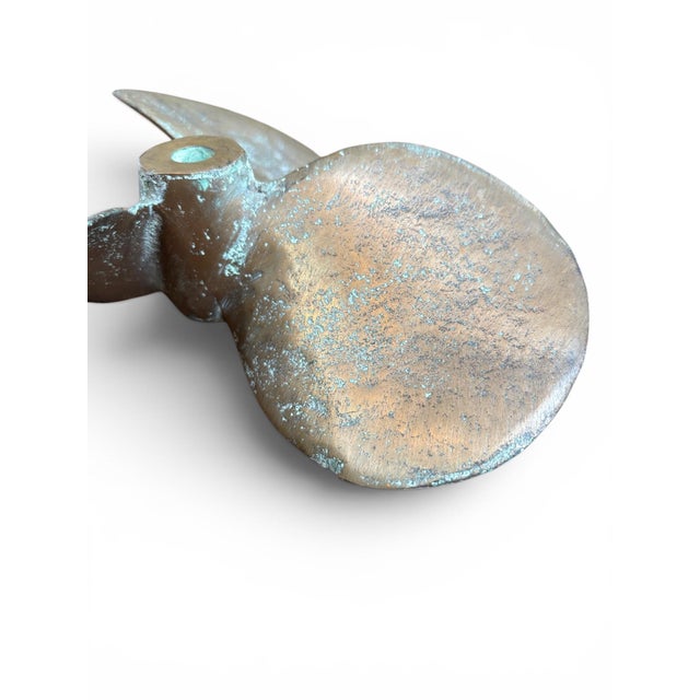 Industrial Antique Bronze Brass Weathered Propeller For Sale - Image 3 of 6