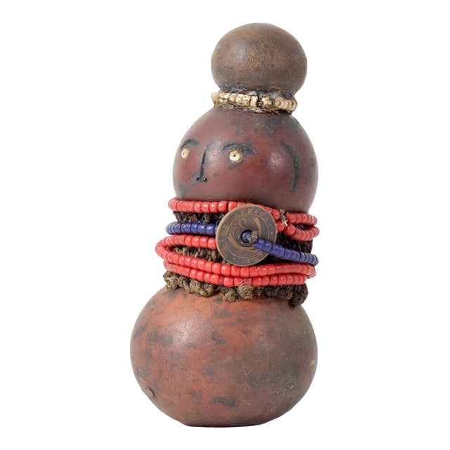 Early 20th Century Nyamwezi Beaded Fertility Doll Gourd Tanzania For Sale