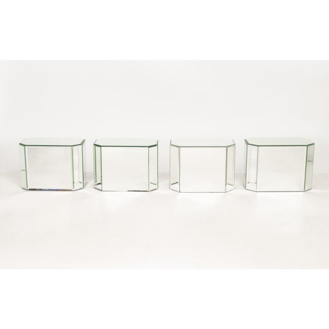 Modern Mirrored Pedestal Tables, 4 For Sale - Image 4 of 5