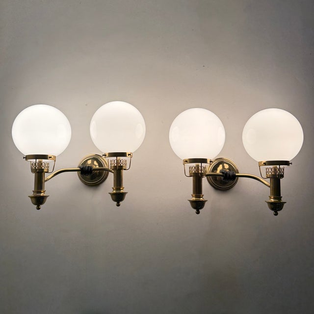 Polished Brass Sconces in the style of Maison Jansen for Vereinigte Werkstätten München, 1970s, Set of 2 For Sale - Image 9 of 18