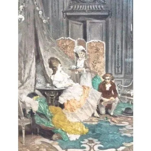 Figurative Antique Indescretion, Gouache Painting For Sale - Image 3 of 5
