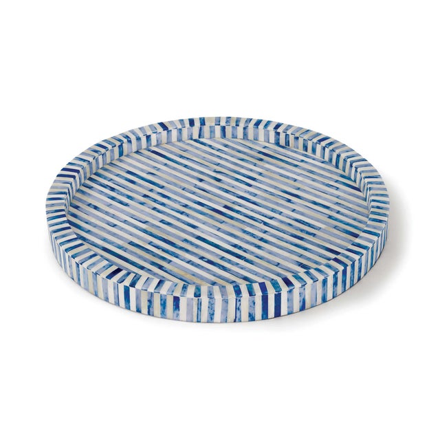 Not Yet Made - Made To Order Regina Andrew Bone and Indigo Tray Round For Sale - Image 5 of 5