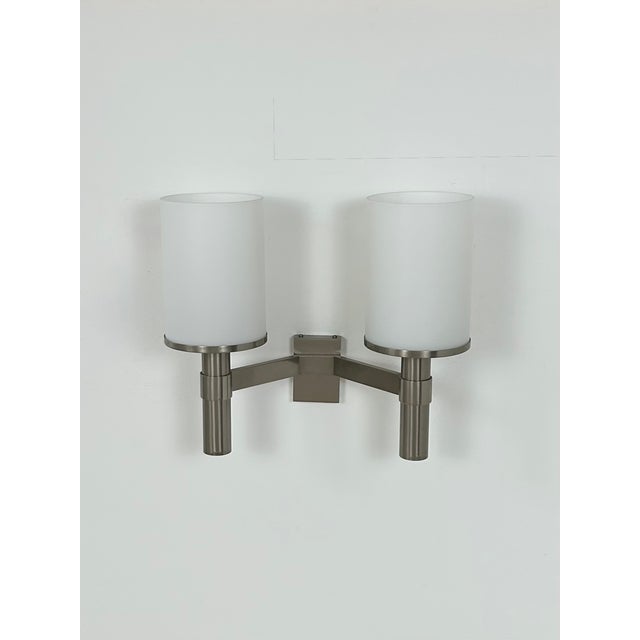 Model 1141 Double Wall Light in Metal and Opaline Glass from Perzel, France, 1960 For Sale - Image 11 of 11
