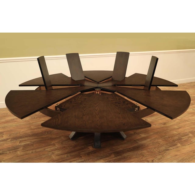 Transitional Round Jupe Dining Table With Self-Storing Leaves for Seating Up to 12 People For Sale - Image 3 of 13