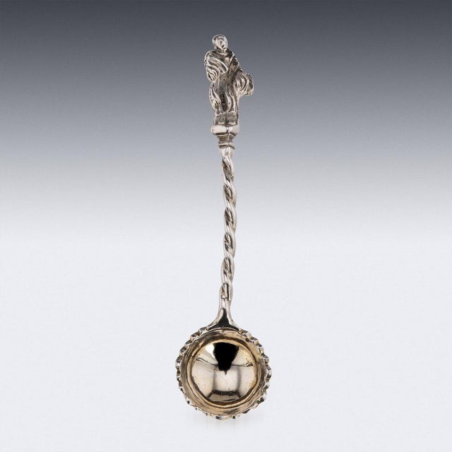 19th Century Victorian Solid Silver Salts & Spoons, London, 1870s, Set of 6 For Sale - Image 5 of 18