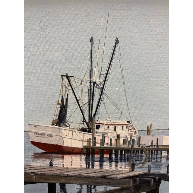 1970's Vintage Realism Coastal Acrylic on Canvas Signed Gloria Pelkey Original vintage frame Painting size: 15.5" x 19.5"