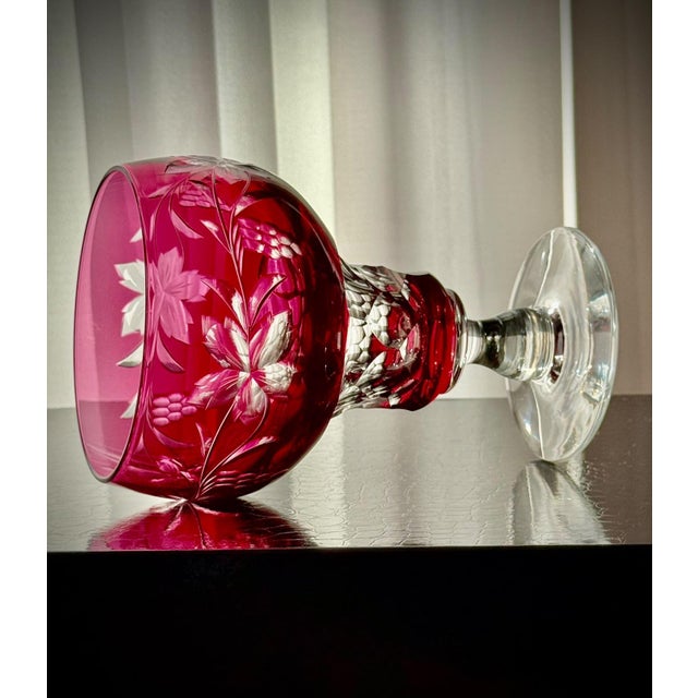 Pink Vintage Vignes Ruby Crystal Wine Goblets from Val Saint Lambert, 1950, Set of 10 For Sale - Image 8 of 18