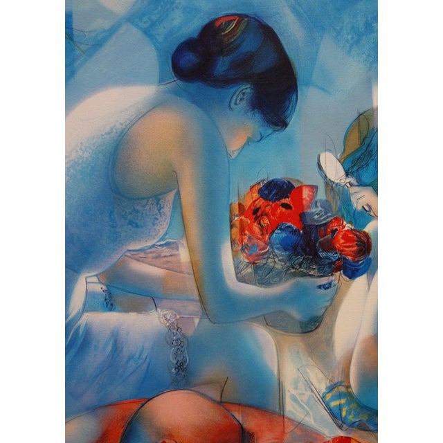 Jean-Baptiste Valadie, Blue Breeze: Mother and Daughter, Original Lithograph For Sale - Image 4 of 7