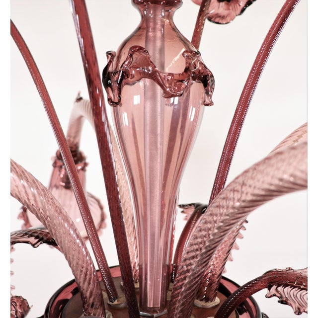 Large Mid-Century Aubergine Murano Chandelier in the Manner of Ercole Barovier For Sale - Image 13 of 16