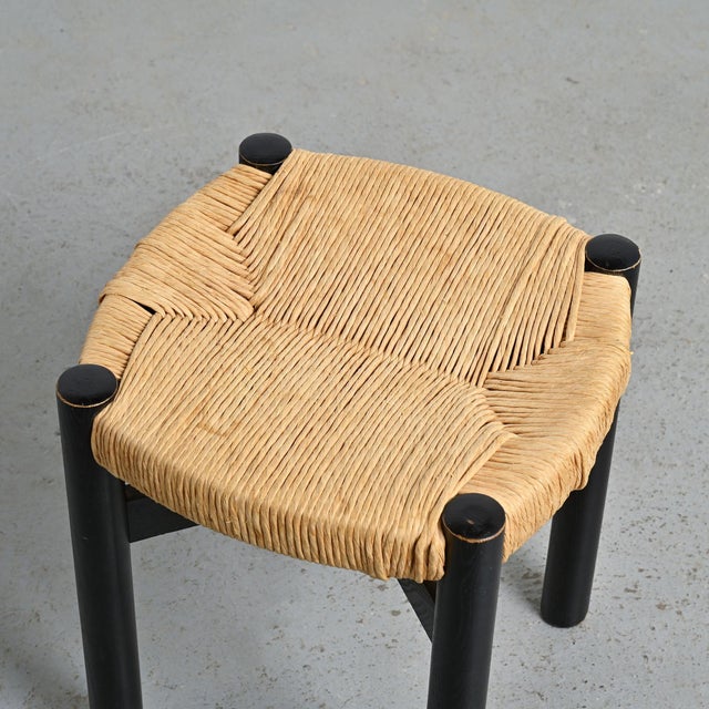 Black Black Meribel Stool by Charlotte Perriand for Steph Simon, 1960 For Sale - Image 8 of 9