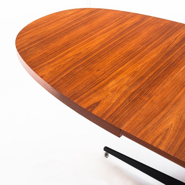 Vintage Dining Table with Extension in Iron and Teak attributed to Roche Bobois, France, 1965 For Sale - Image 10 of 13