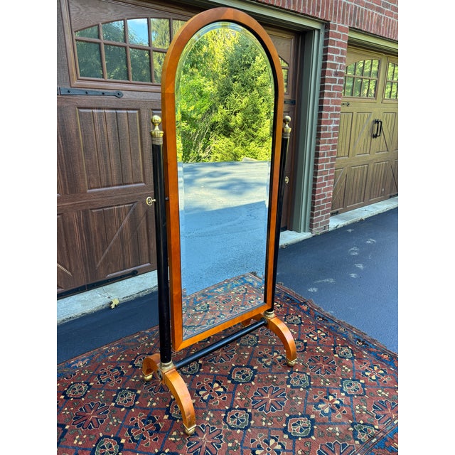 French Empire Style Arched Cheval Mirror For Sale - Image 9 of 12