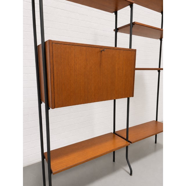 Wood Mid Century Modern Italian Teak Freestanding Wall Unit Bookcase – Vintage Wall Shelving, C. 1950’s For Sale - Image 7 of 17