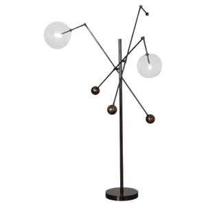 Milan Three-Arms Black Gunmetal Floor Lamp by Schwung