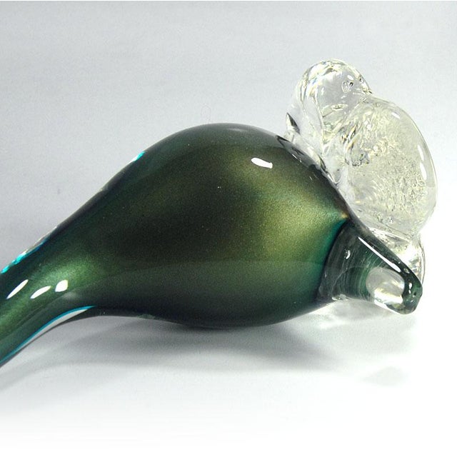Glass Green Murano Glass Bird from Alfredo Barbini, 1960s For Sale - Image 7 of 9