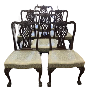 19th Century Set of Carved Mahogany Chippendales Style Dining Chairs