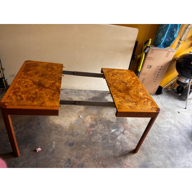 Mid-Century Modern 1960s Mid Century MCM Milo Baughman Style Burl Extension Table For Sale - Image 3 of 7