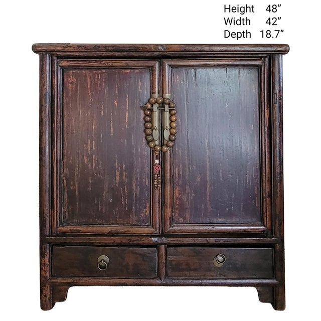 Chinese Lacquered Cabinet Armoire For Sale - Image 4 of 9