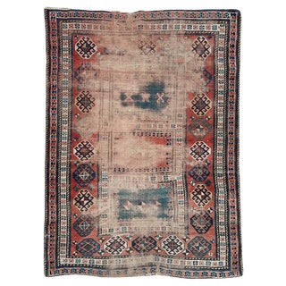 Vintage Distressed Kazak Rug For Sale