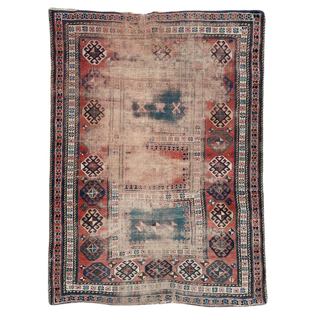 Vintage Distressed Kazak Rug For Sale