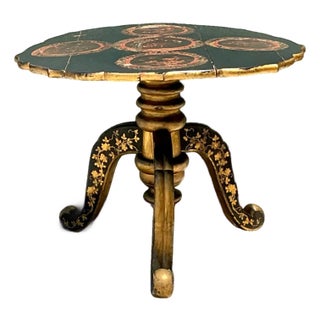 Vintage Victorian Chinese Export Lacquered Center Hall Table For Sale