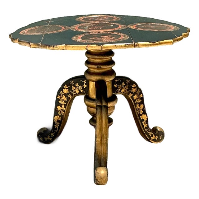 Vintage Victorian Chinese Export Lacquered Center Hall Table For Sale