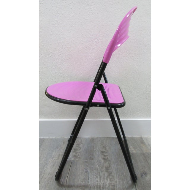 Metal Postmodern Italian Designer Studio Gp Pink Folding Chair, 1980s For Sale - Image 7 of 12