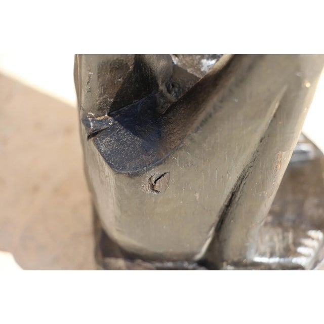 Brown 1950s Mid-Century Pacific Carved Wood Figure For Sale - Image 8 of 13