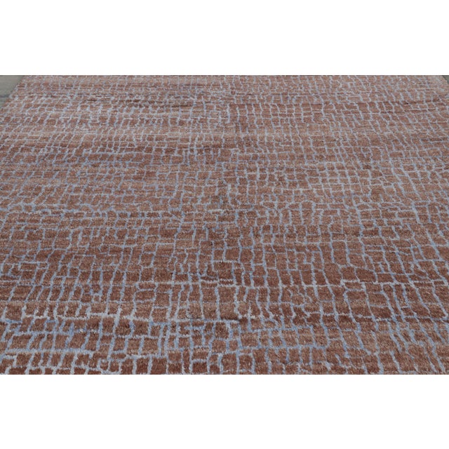 Contemporary Rug & Kilim’s Modern Rug in Brown With Blue Geometric Patterns For Sale - Image 3 of 8