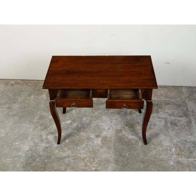 French Louis XV Style 19th Century Walnut Desk with Drawers and Cabriole Legs For Sale In Atlanta - Image 6 of 12